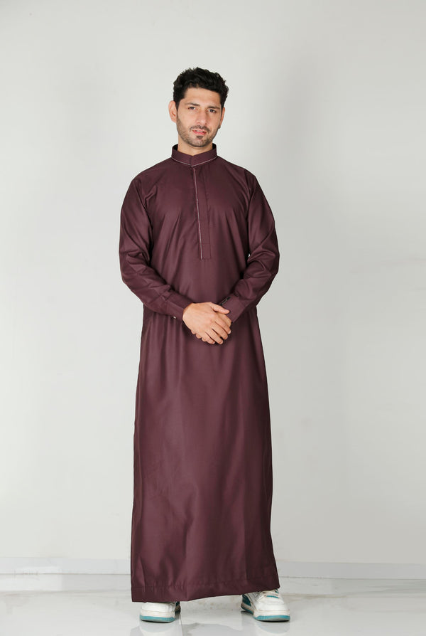 Premium Collared Thobe Burgundy 110 Col 7