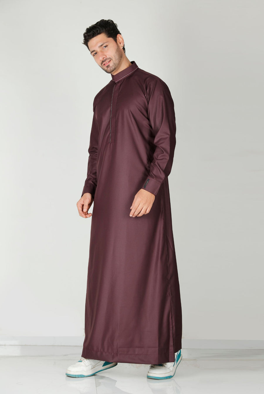Premium Collared Thobe Burgundy 110 Col 7