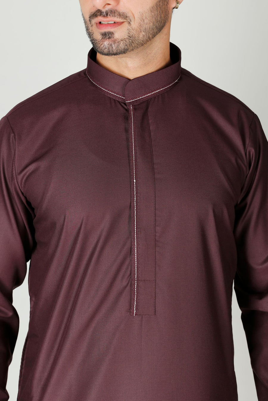 Premium Collared Thobe Burgundy 110 Col 7