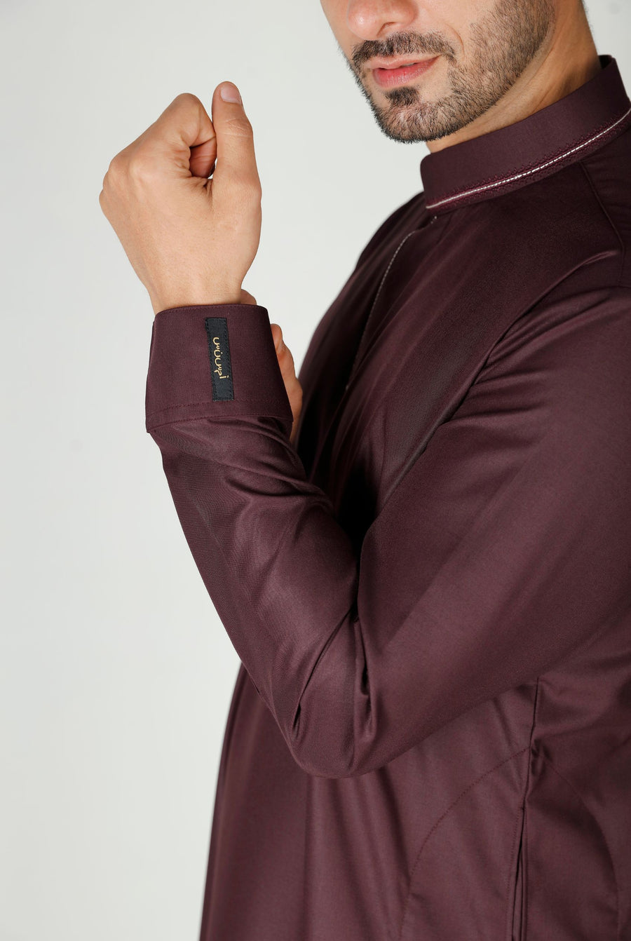 Premium Collared Thobe Burgundy 110 Col 7