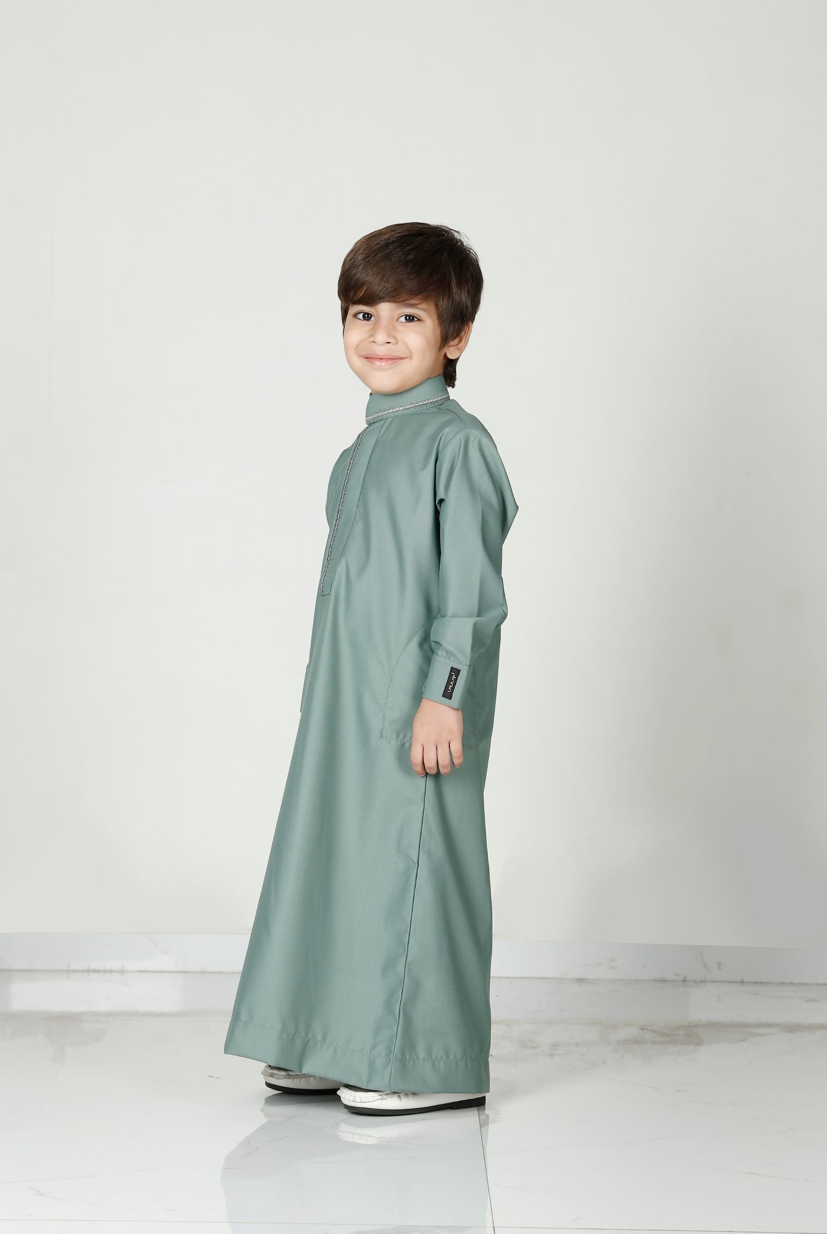 Boys Collared Thobe Mint 110 Col 14