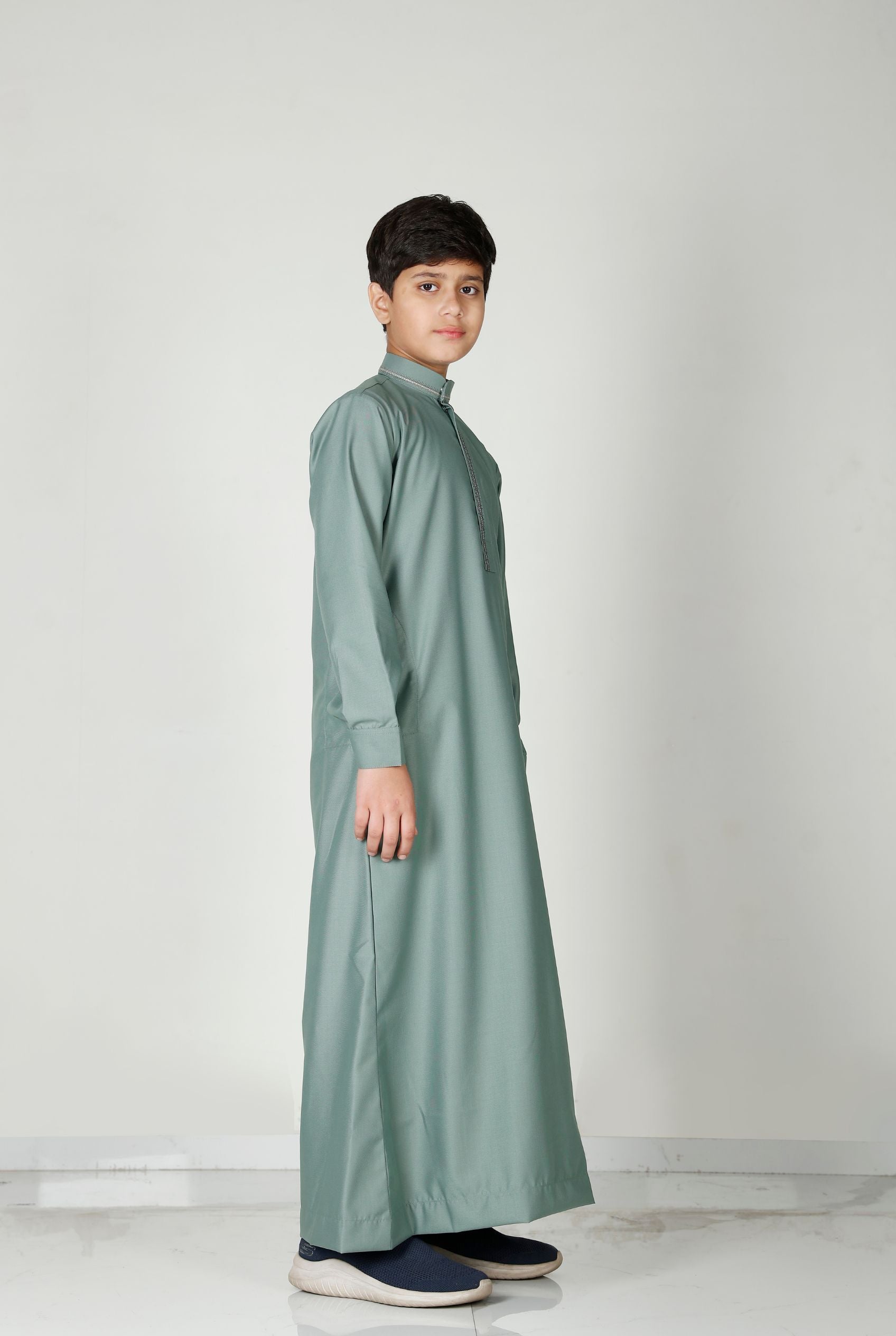 Boys Collared Thobe Mint 110 Col 14