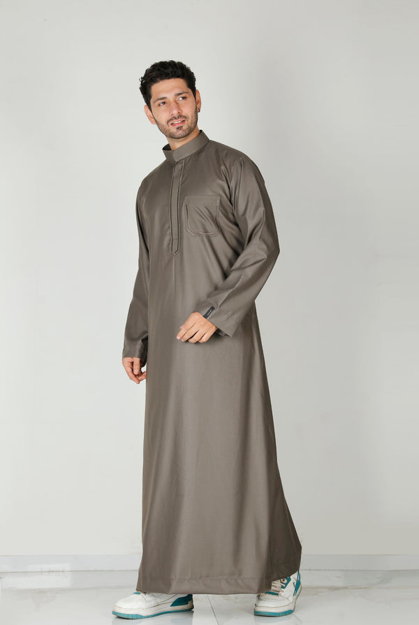 Premium Collared Thobe Mocha 113 Col 33