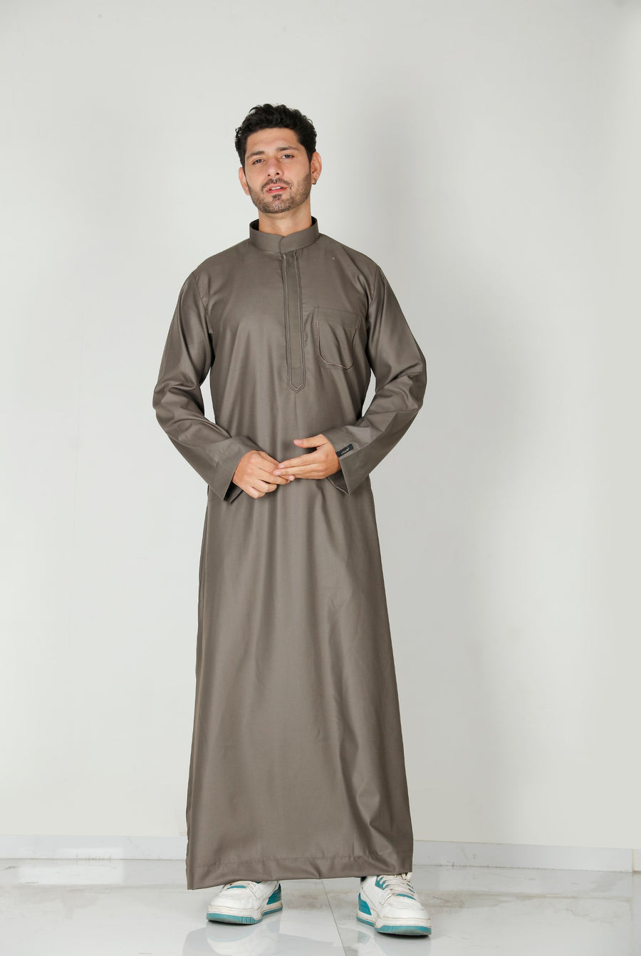 Premium Collared Thobe Mocha 113 Col 33
