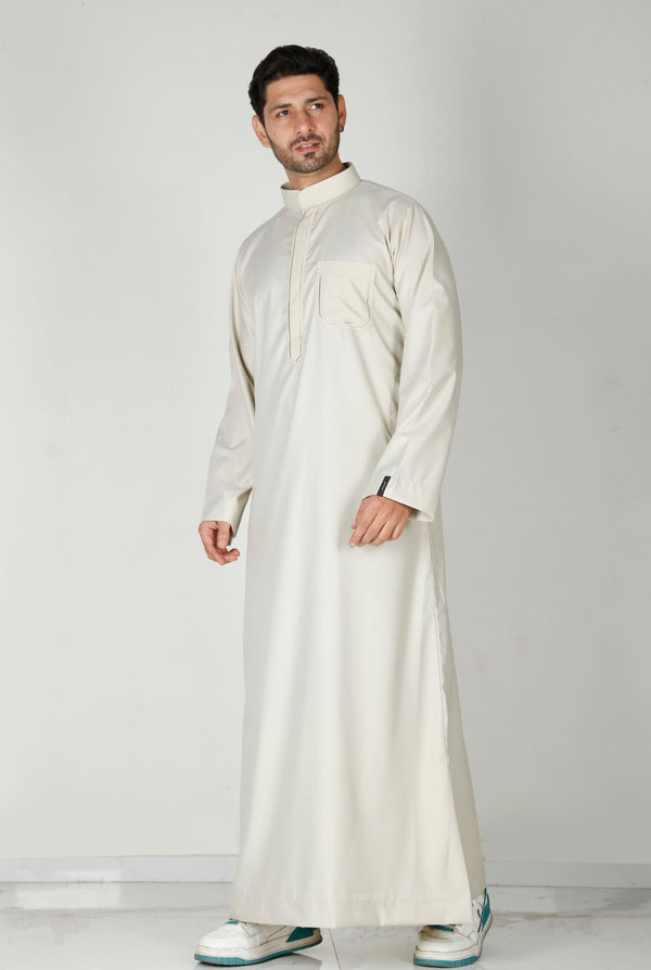 Premium Collared Thobe Butter 113 Col 28