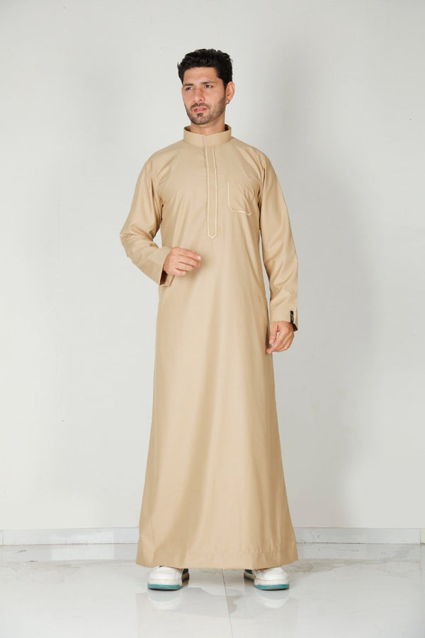 Premium Collared Thobe Beige 113 Col 20