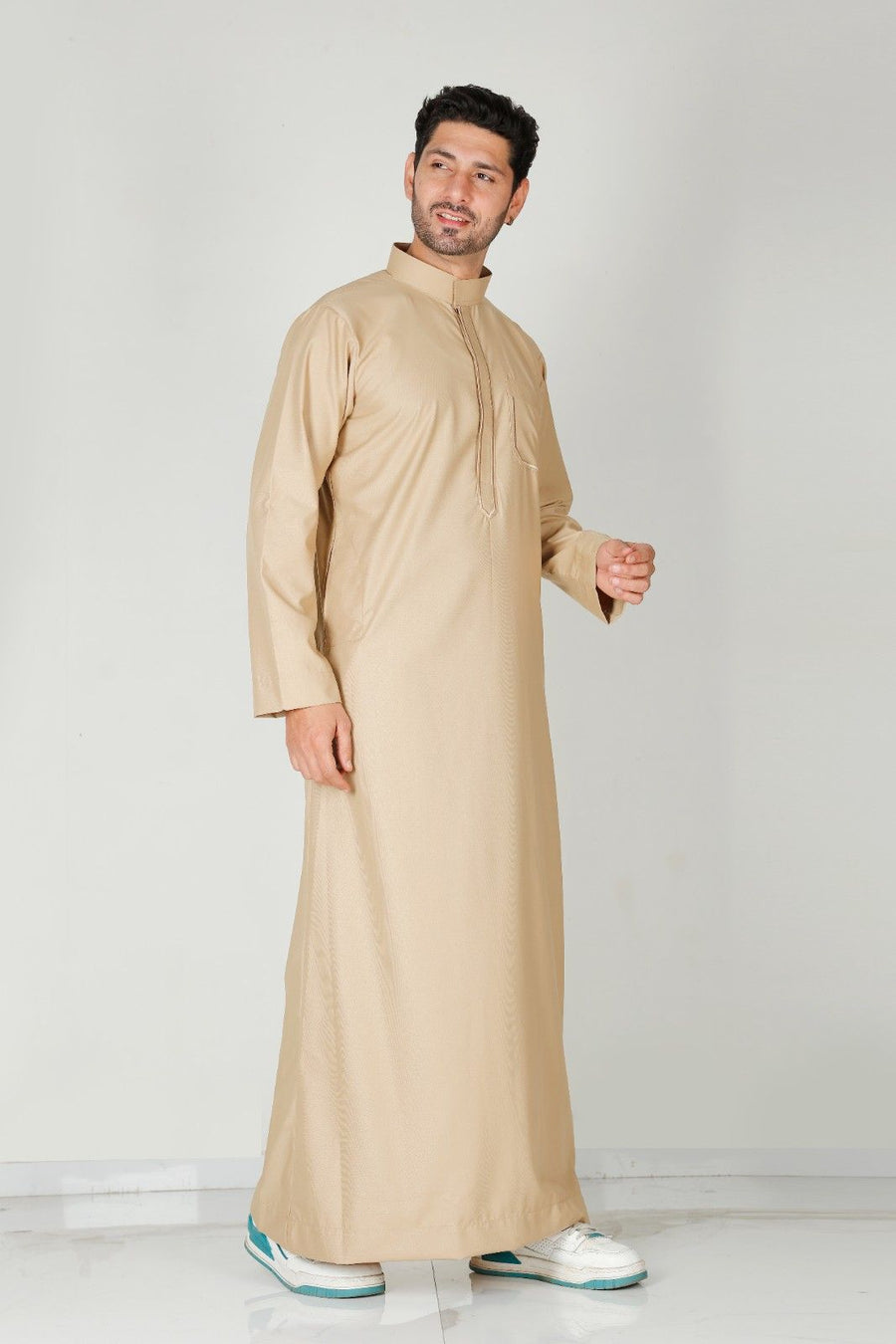 Premium Collared Thobe Beige 113 Col 20