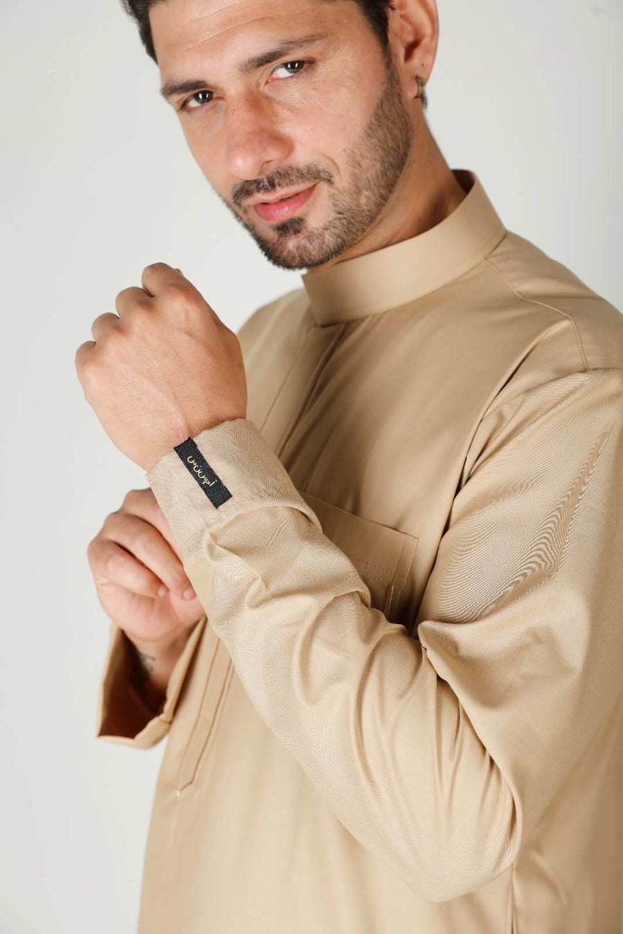 Premium Collared Thobe Beige 113 Col 20