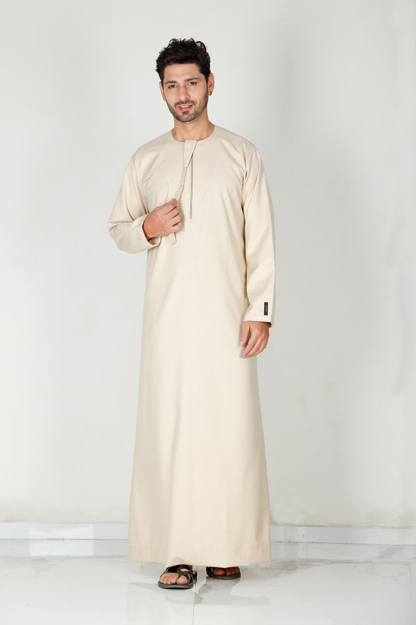 Mens Tasselled Thobe Beige 114 Col 4