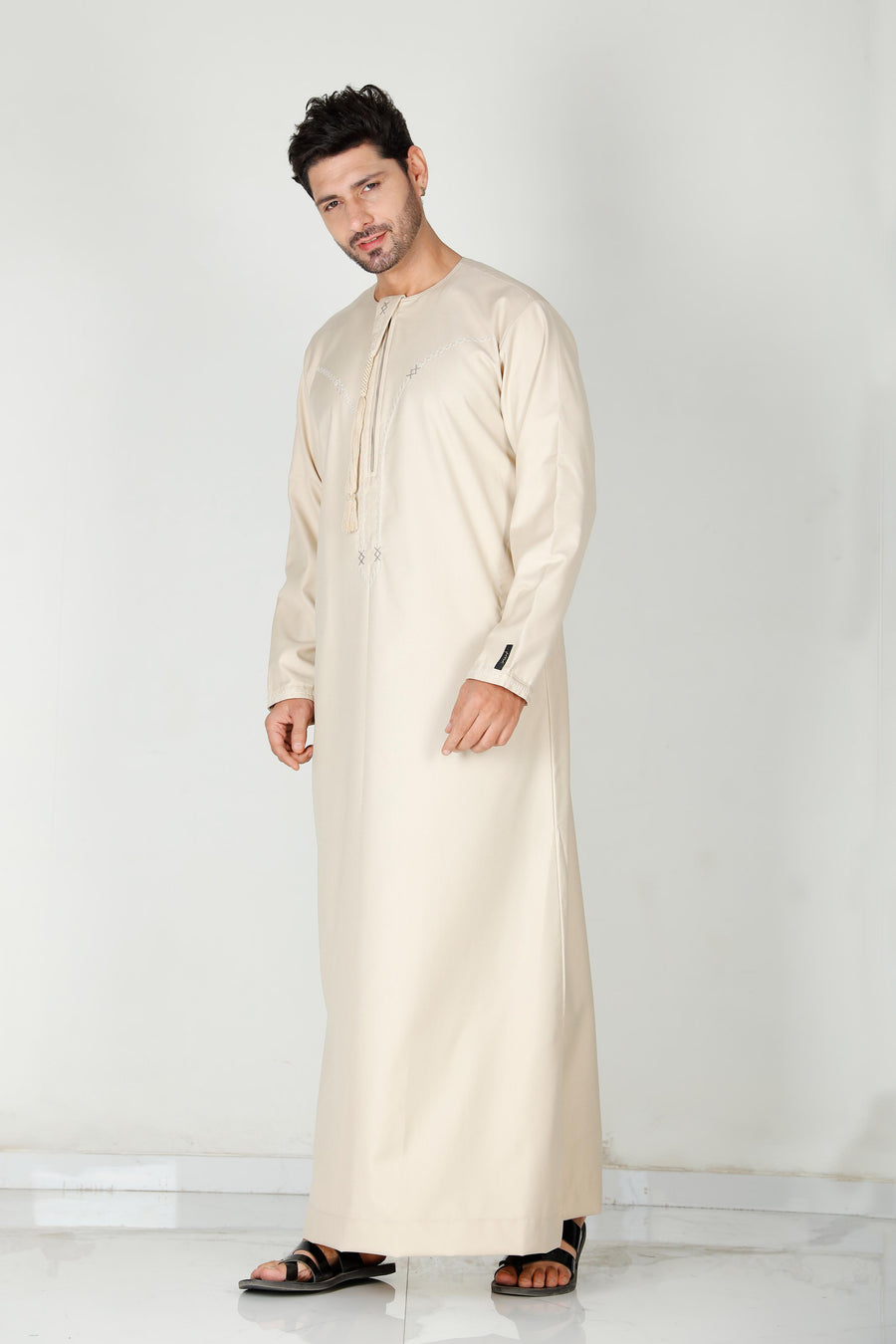 Mens Tasselled Thobe Beige 114 Col 4