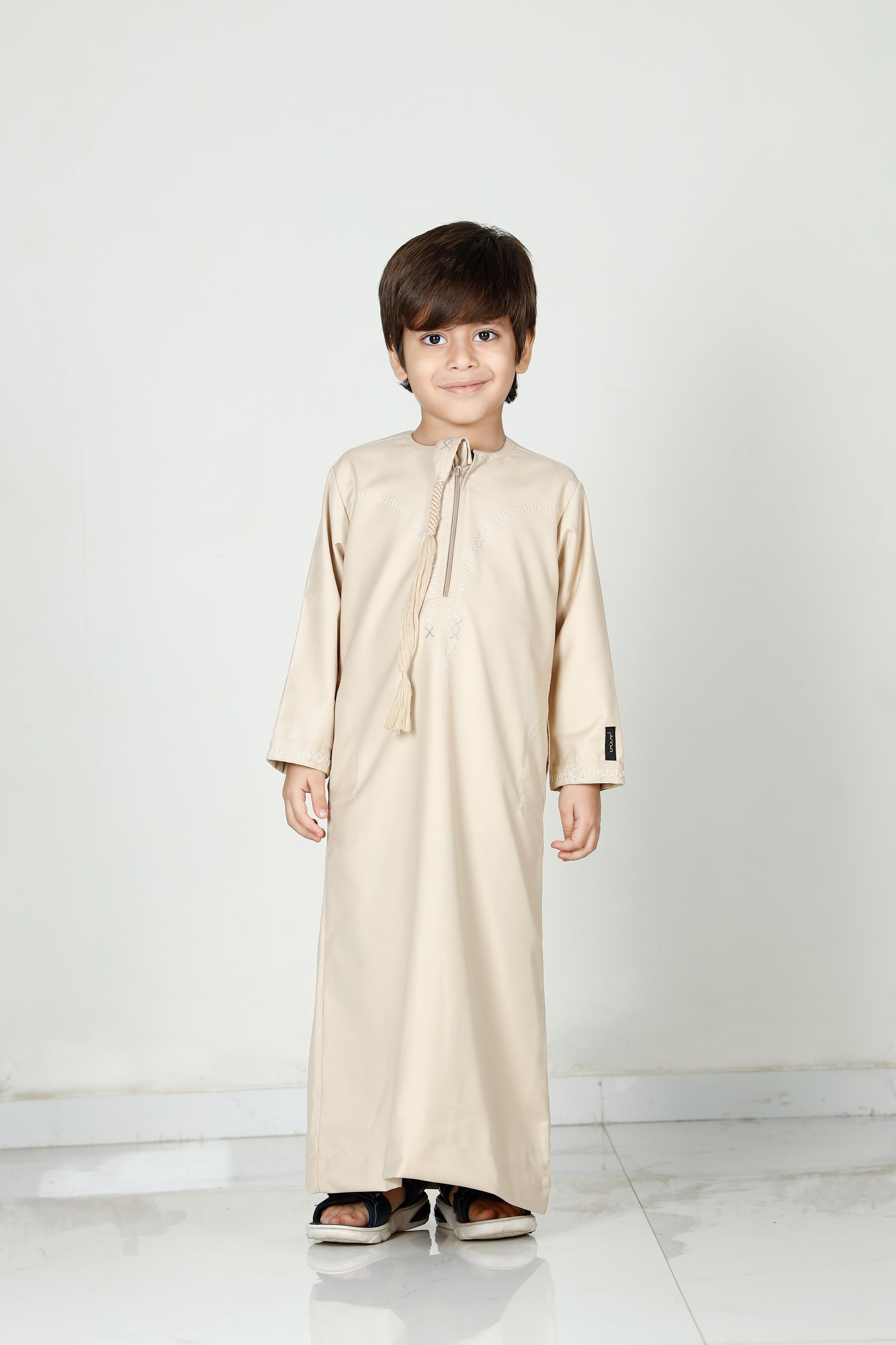 Kids Tasselled Thobe Beige 114 Col 4