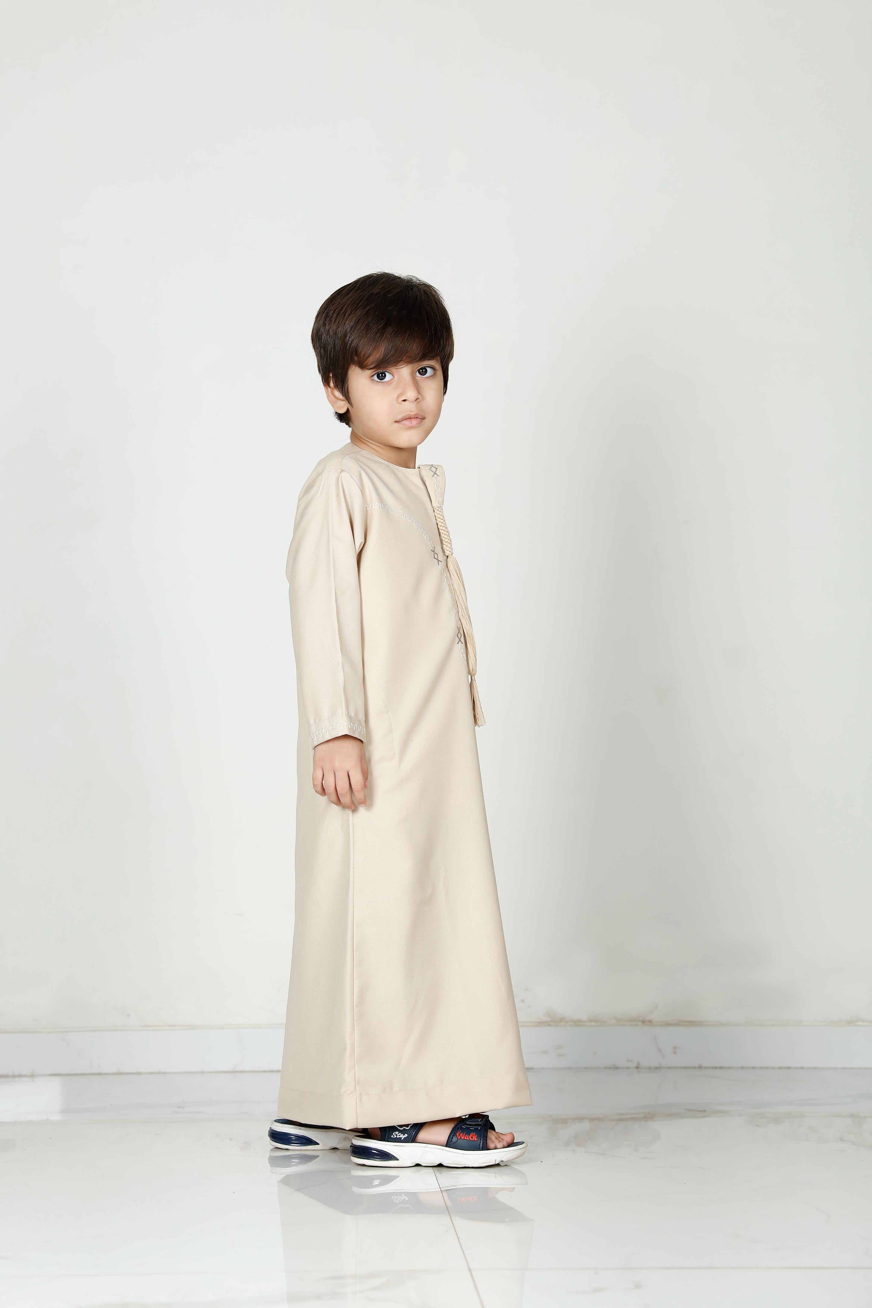 Kids Tasselled Thobe Beige 114 Col 4