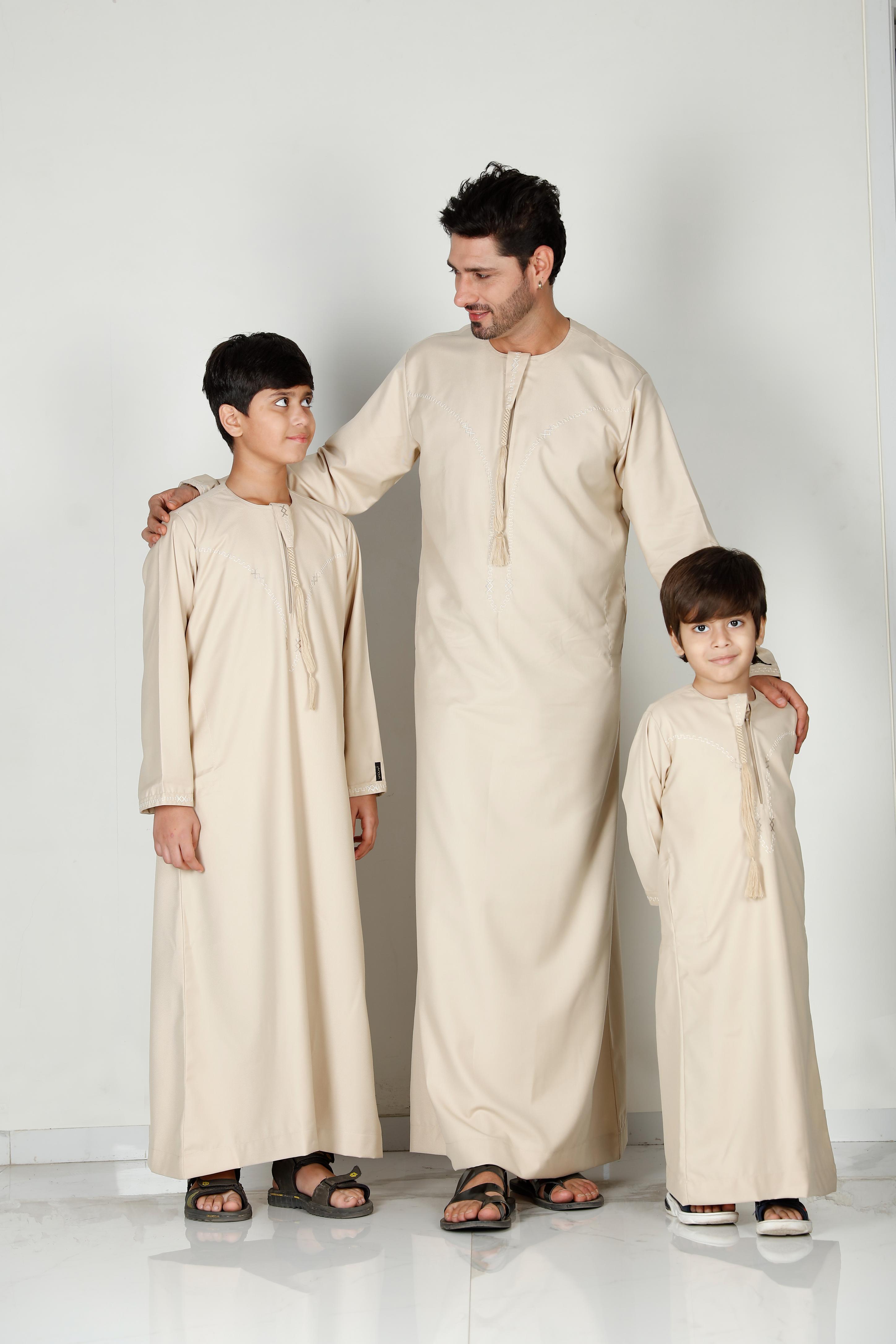 Mens Tasselled Thobe Beige 114 Col 4