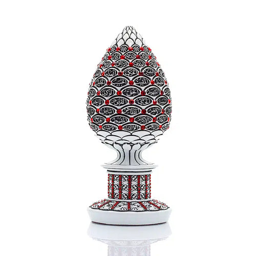 White & Red Sculpted 99 Names Of Allah Pine Ornament (0155)