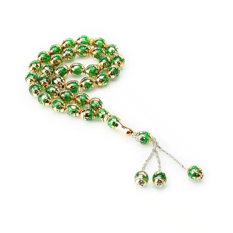 Two Tone Green And Gold Tasbih (602)
