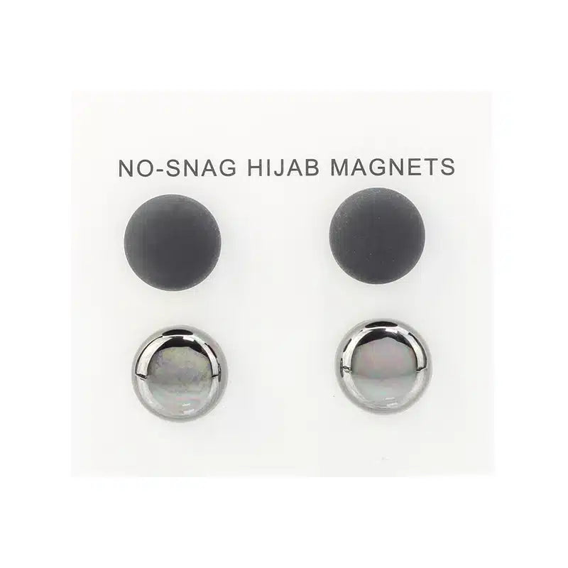 Metallic & Matte Grey & Silver Hijab Magnets Pins - 4 Pack