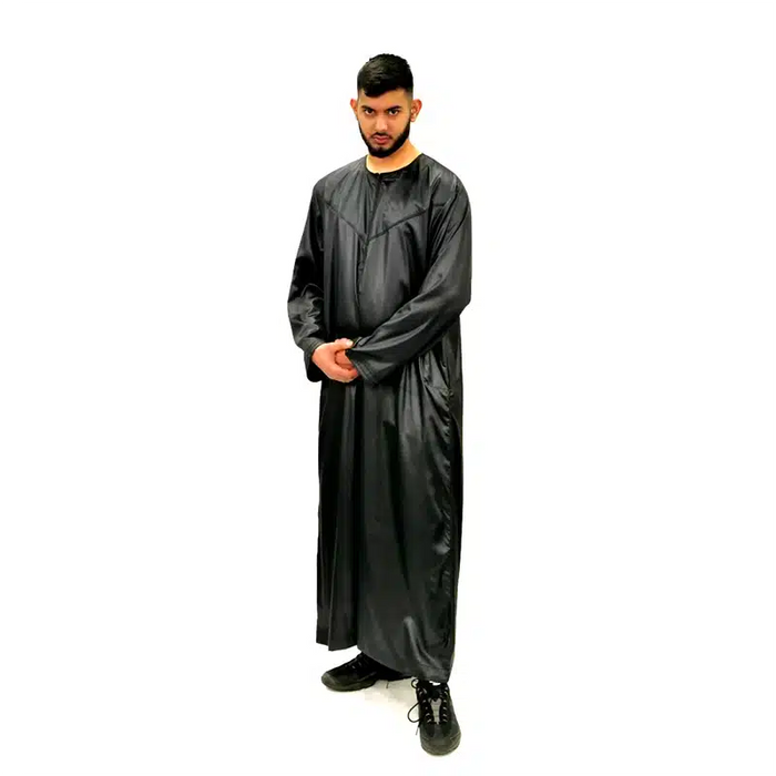 Omani Men's Triple Black Thobe 1501