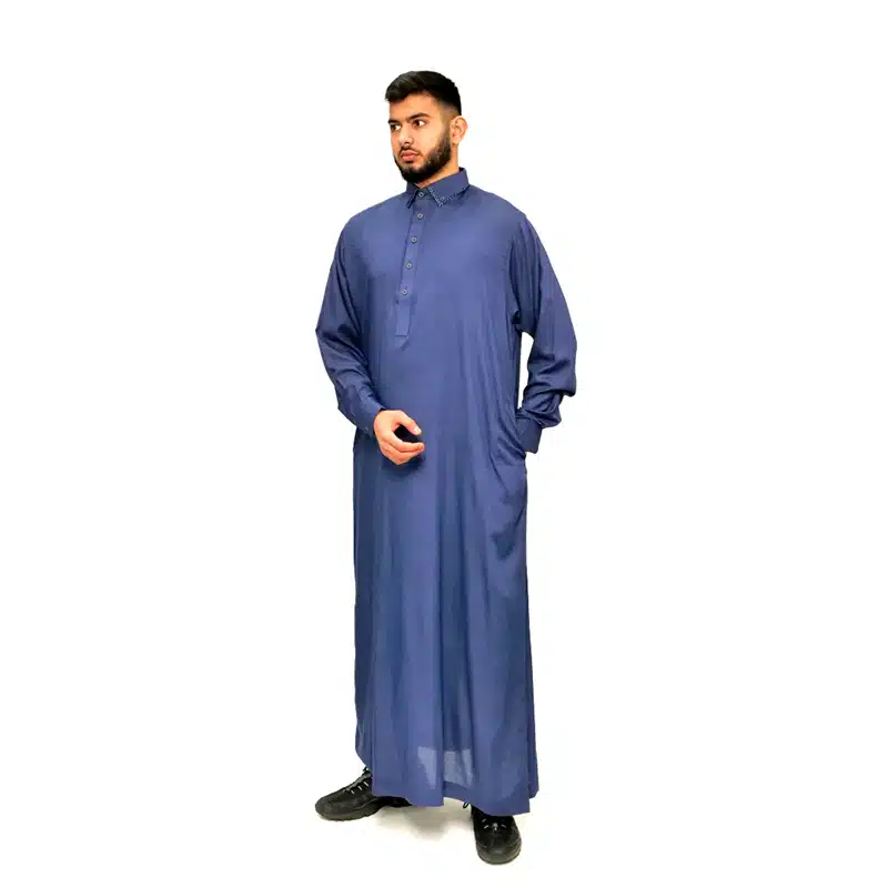 Men's Tuxedo Collared Blue Thobe 632- 2