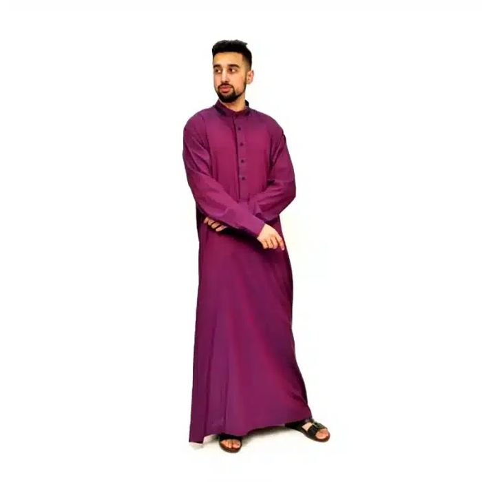 Men's Collared Textured Lilac & Plum Thobe 651- 5