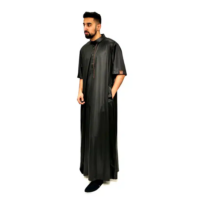 Men's Half Sleeve Collared Black & Brown Thobe 822- 824