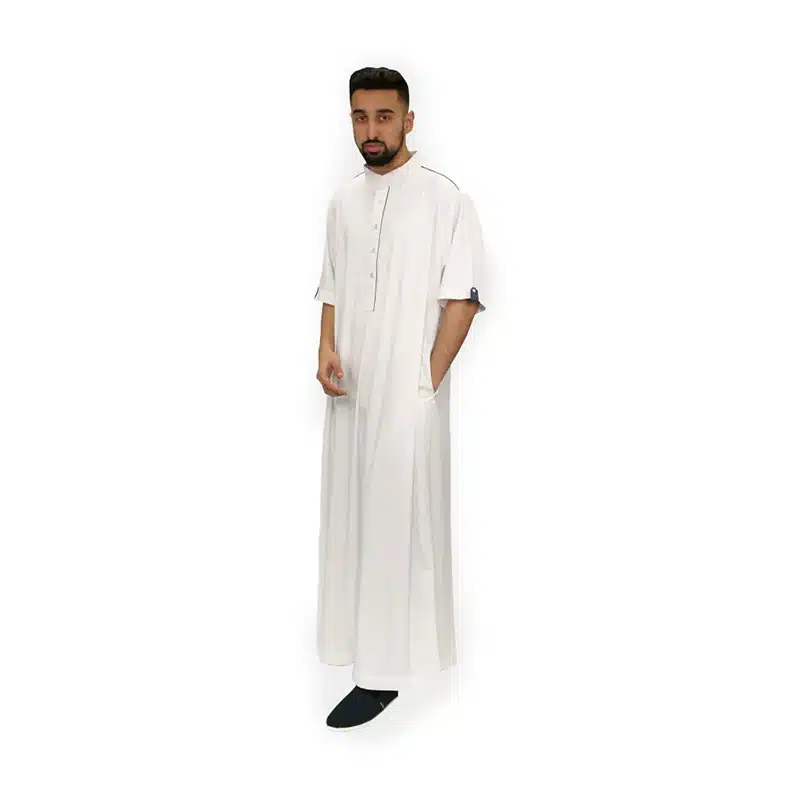Men's Half Sleeved White Thobe 819