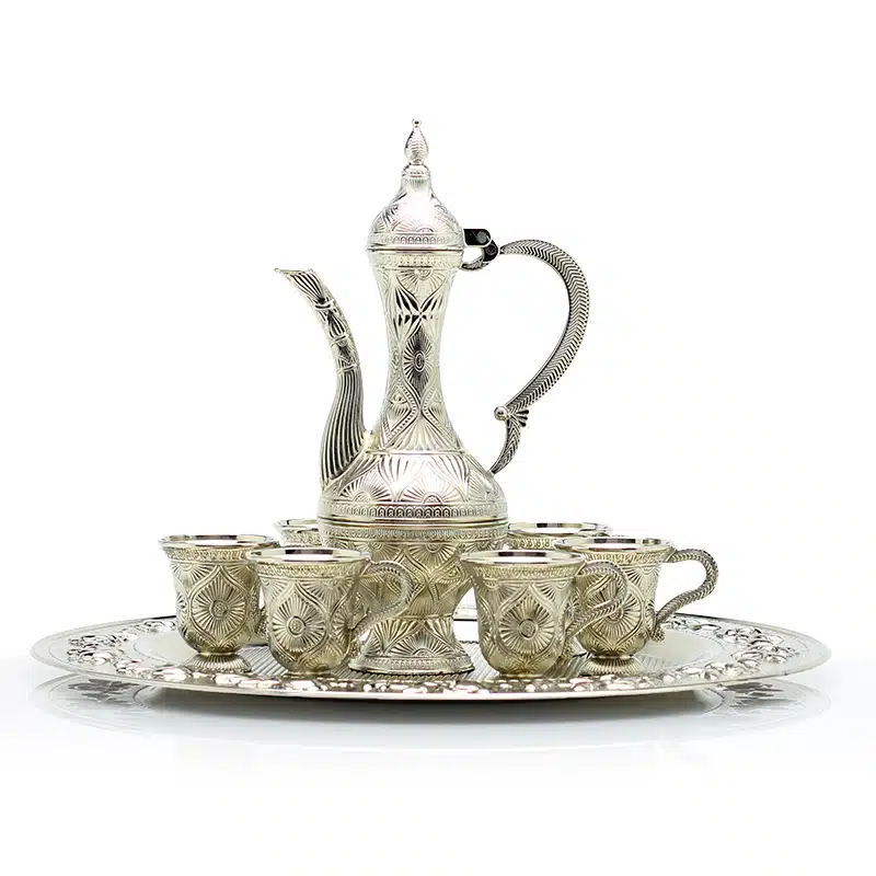 Patterned Six Cup Zam Zam Set Silver 649