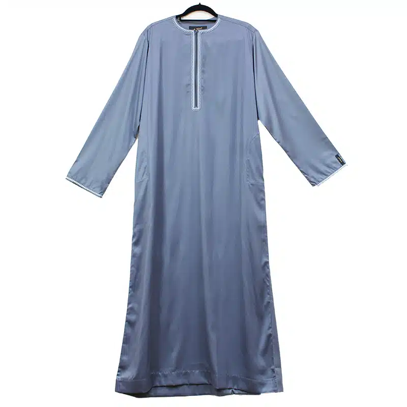 Omani Satin Tasseled Grey Thobe ASM-K40-19