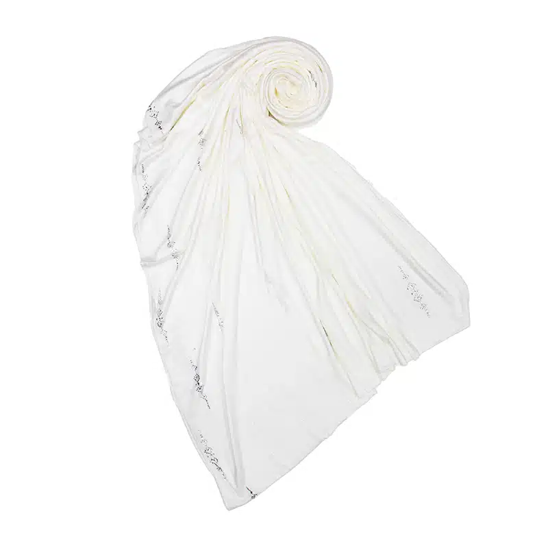 Embellishment Jersey White Hijab