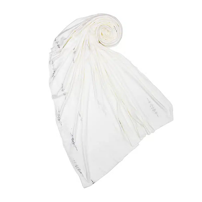 Embellishment Jersey White Hijab