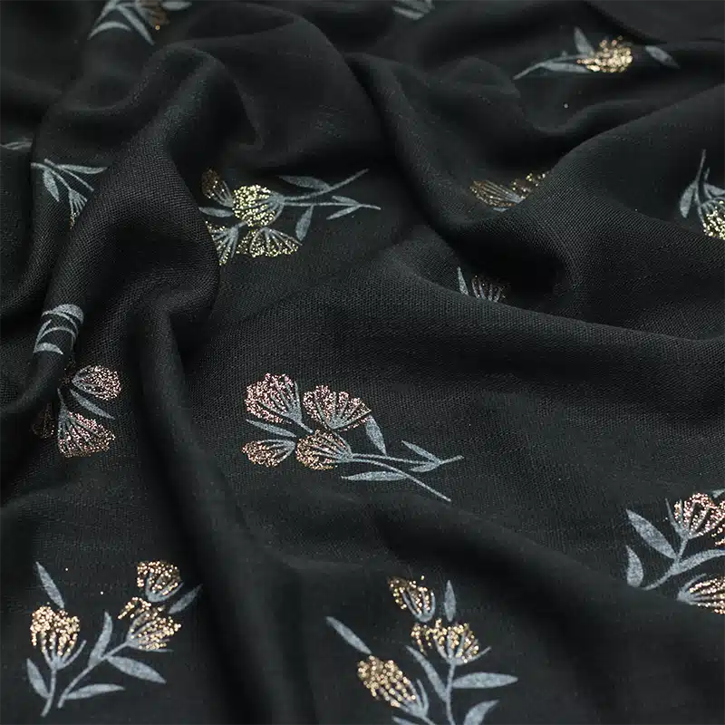 Shimmer Printed Cotton Black Hijab