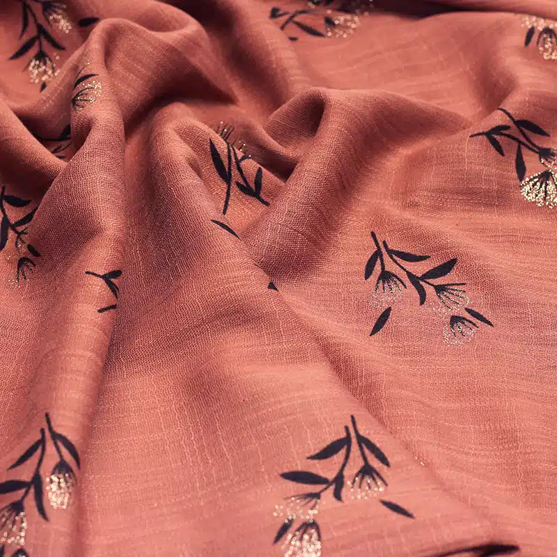 Shimmer Printed Cotton Peach Hijab