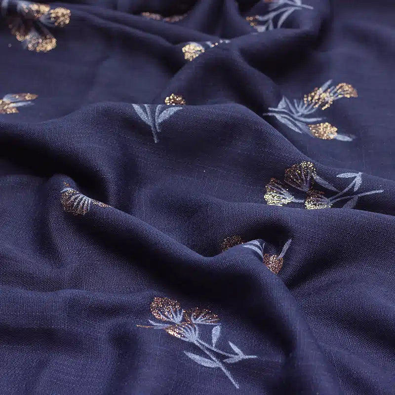 Shimmer Printed Cotton Navy Hijab