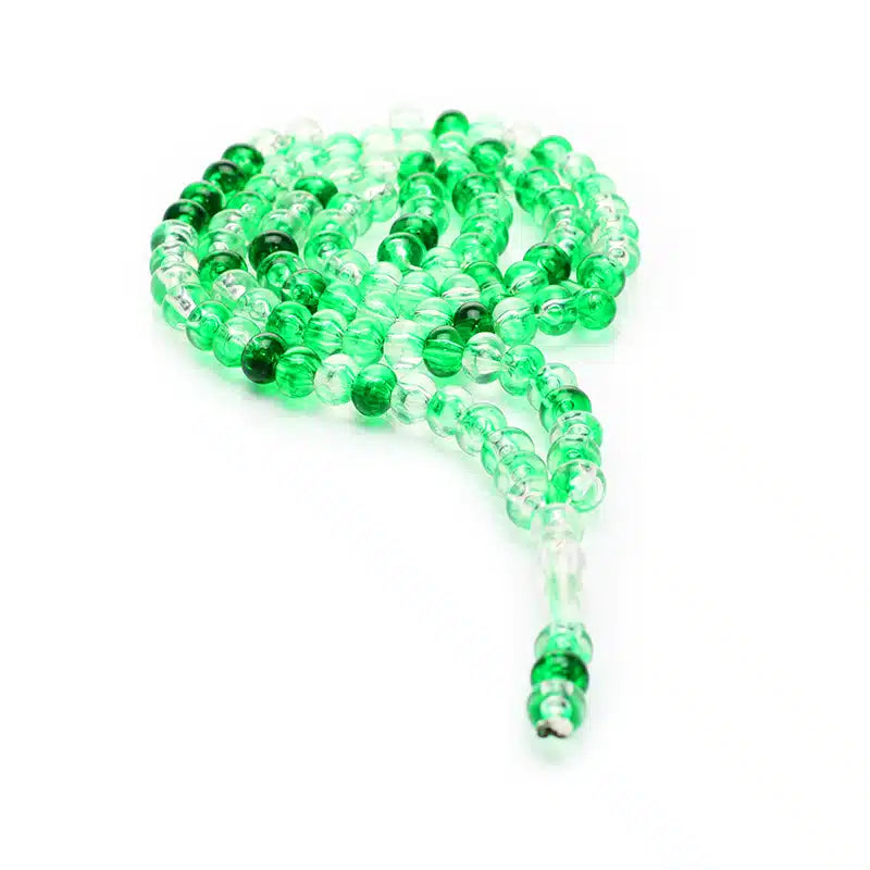 100 Bead Transparent Two Tone Green Tasbih