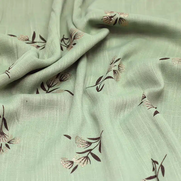 Shimmer Printed Cotton Light Green Hijab