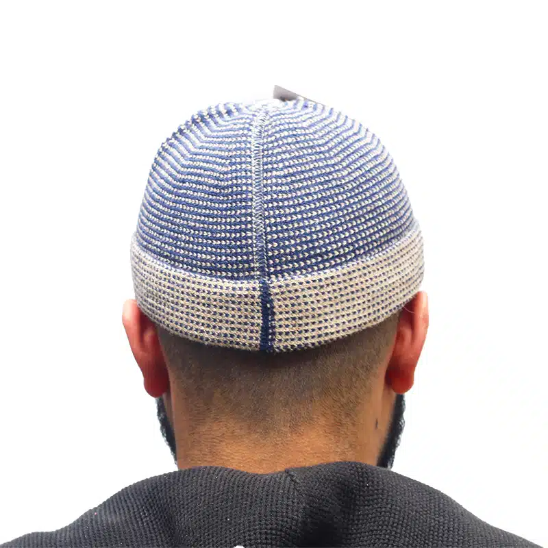 Men's Two Tone Navy & Grey Checkered Kufi