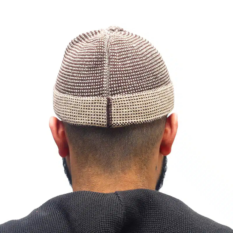 Men's Two Tone Brown & Cream Checkered Kufi