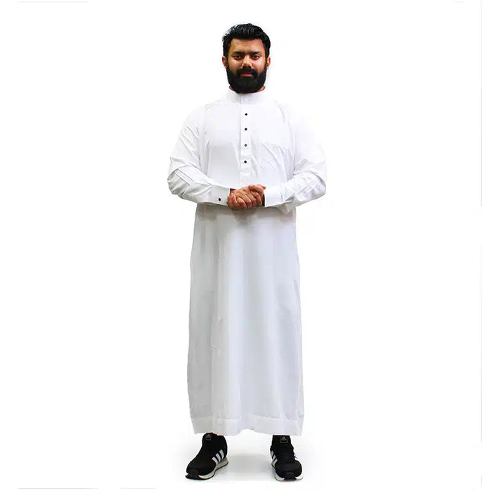 Plain White Collared Thobe 1500