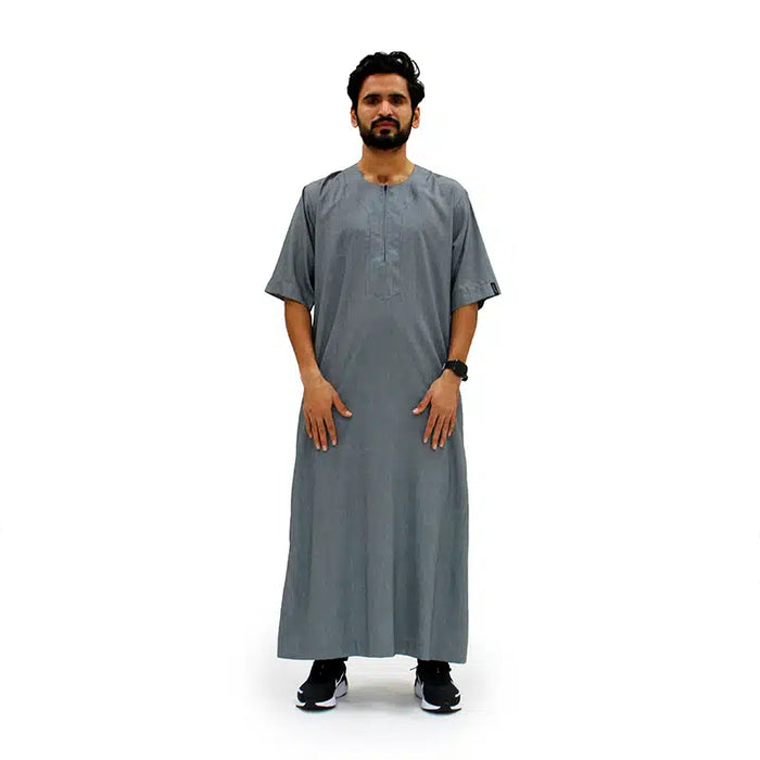 Omani Short Sleeve Grey Thobe 1074-4