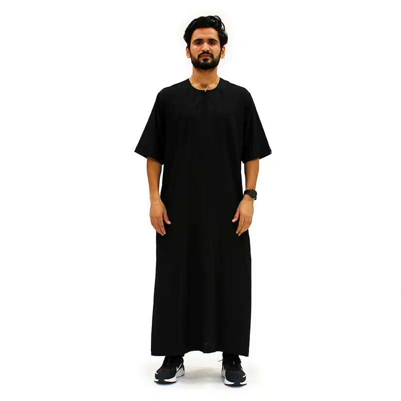 Omani Short Sleeve Black Thobe 1074-1
