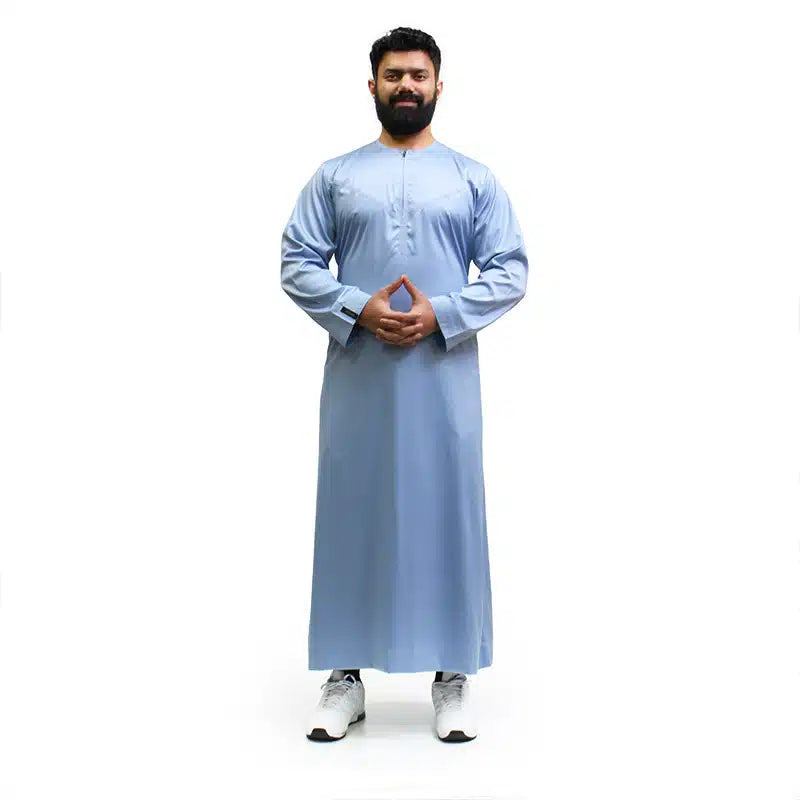 Omani Satin Sky Blue Thobe 1501-05