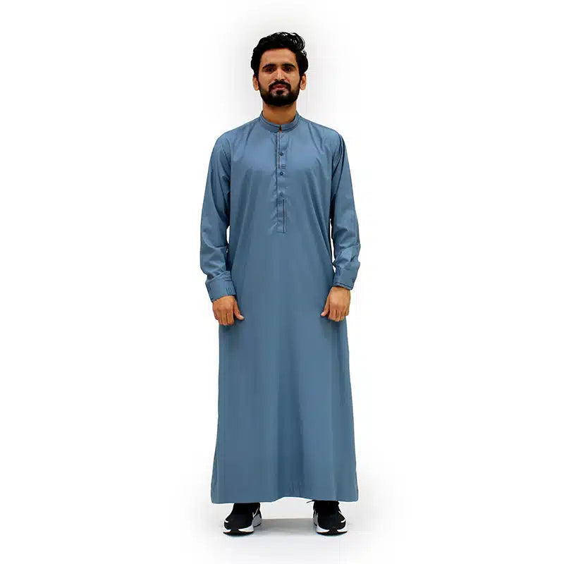 Blue Collared Pattern Thobe ASM 956-03