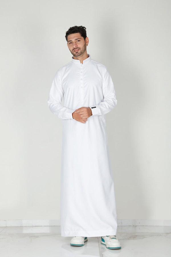 Premium Collared Thobe White 111 Col 1