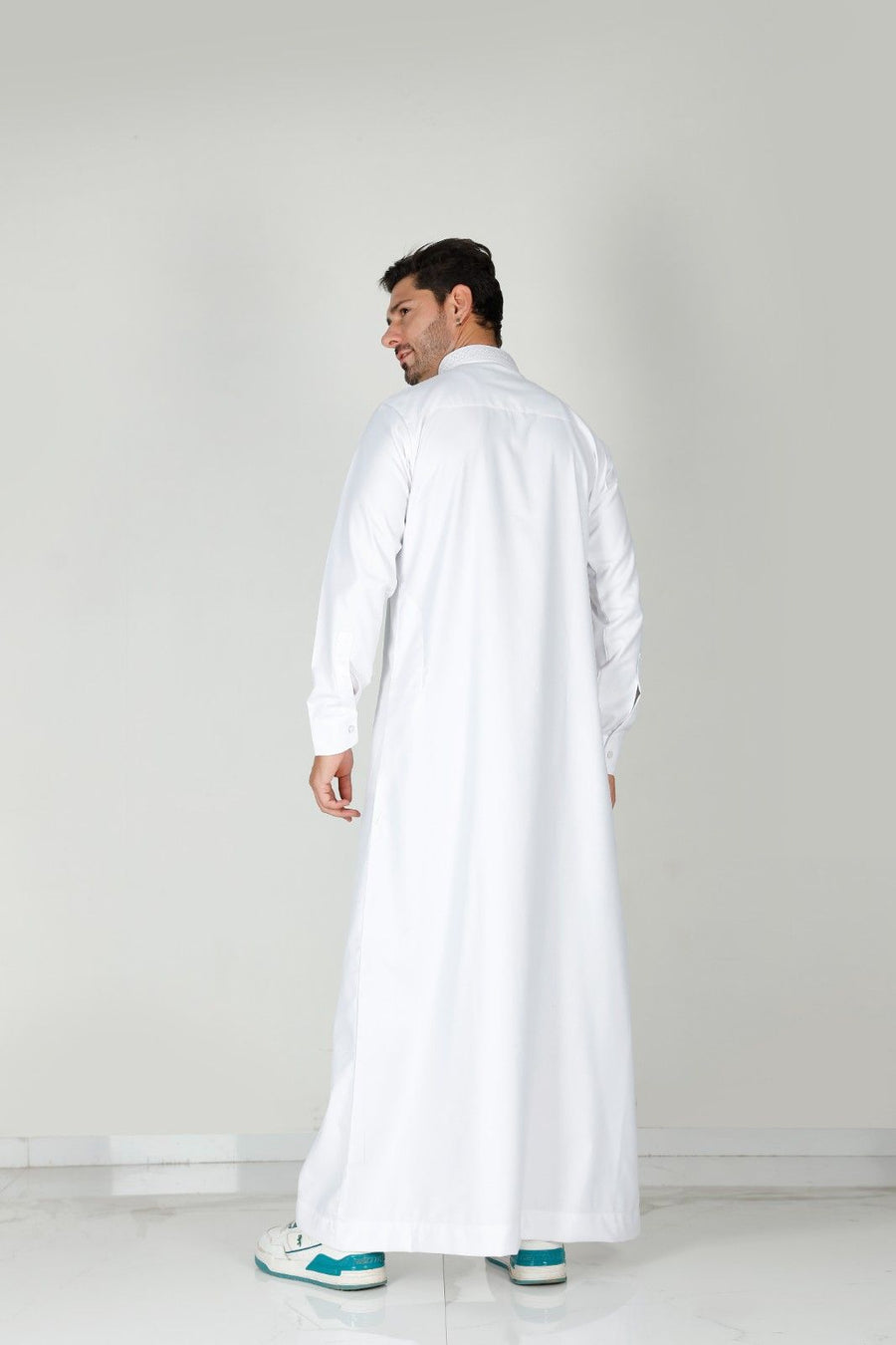 Premium Collared Thobe White 111 Col 1