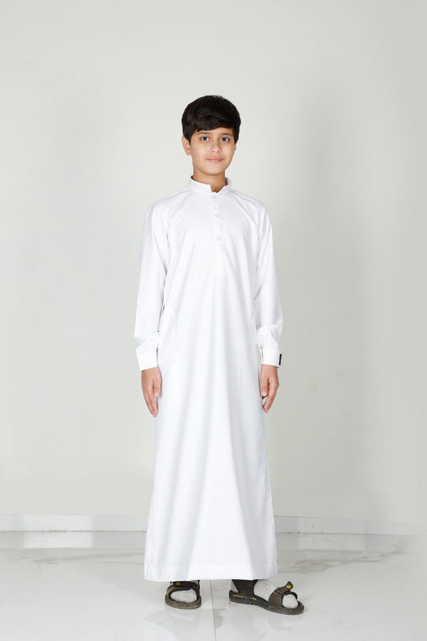 Premium Collared Kids Thobe White 111 Col 1