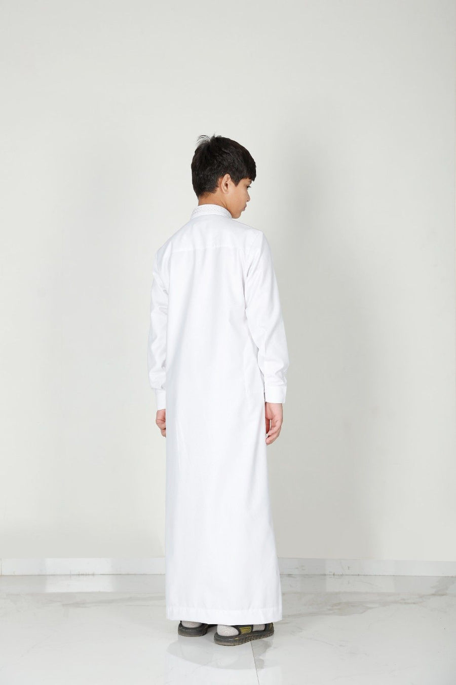 Premium Collared Kids Thobe White 111 Col 1