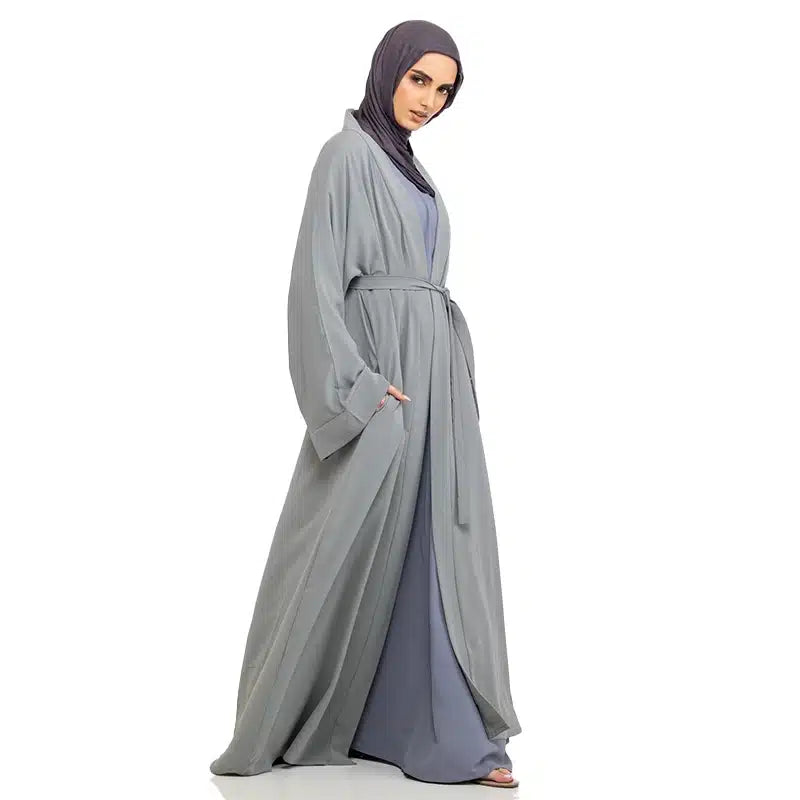 Amani Belted Grey Abaya