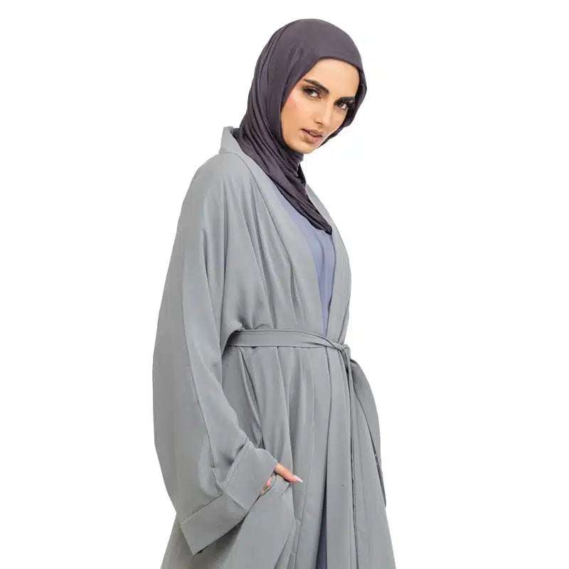Amani Belted Grey Abaya