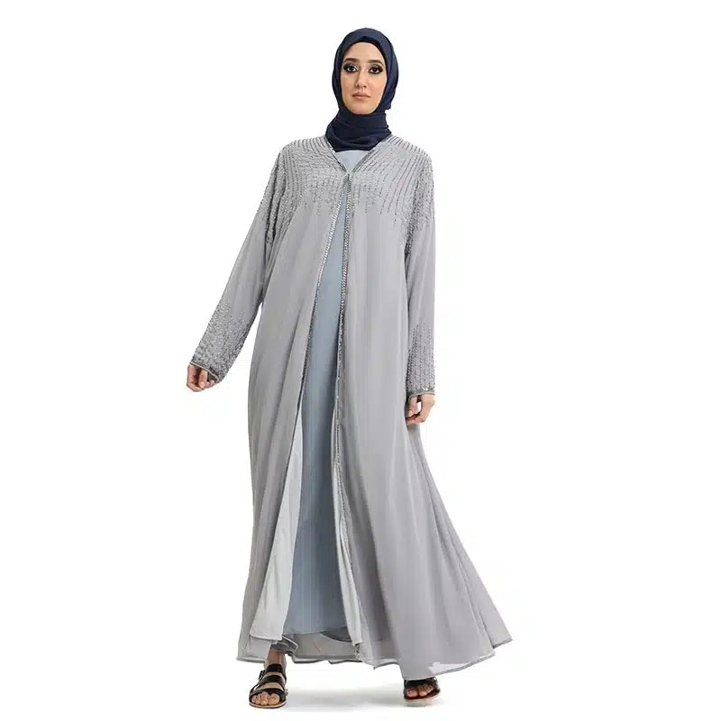 Embelished Handcrafted Sleeves Grey Kimono