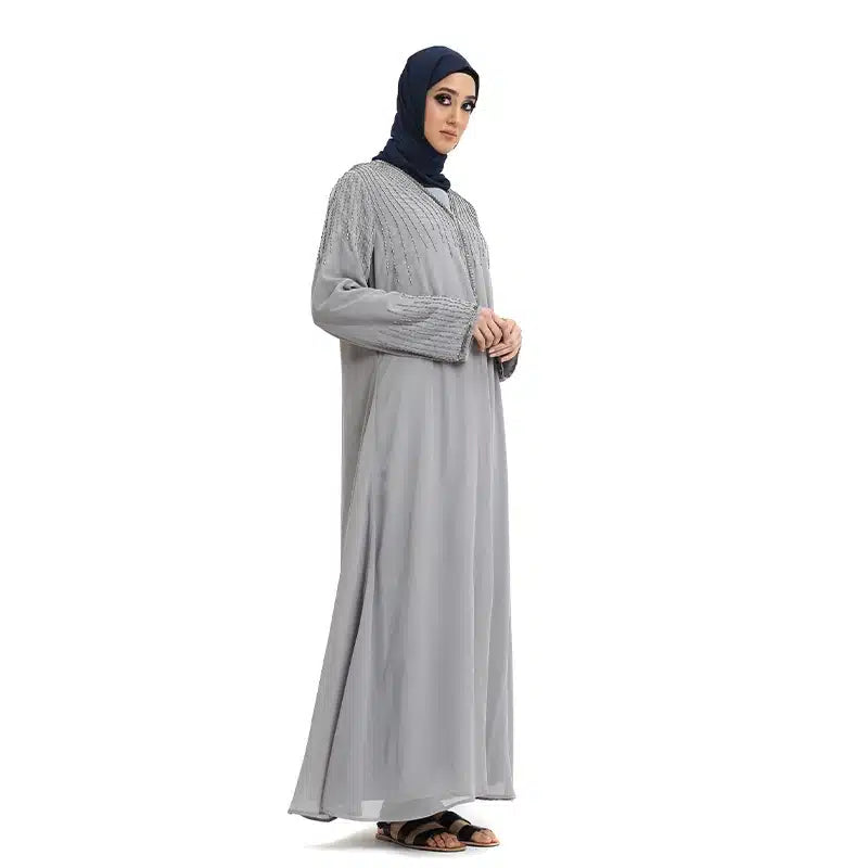 Embelished Handcrafted Sleeves Grey Kimono