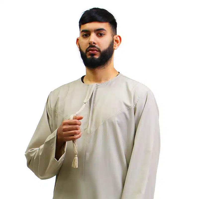 Omani Tassel Pastel Grey Thobe